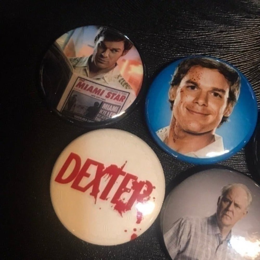 5 Pack Dexter Badge Button Set - Picture 2 of 5